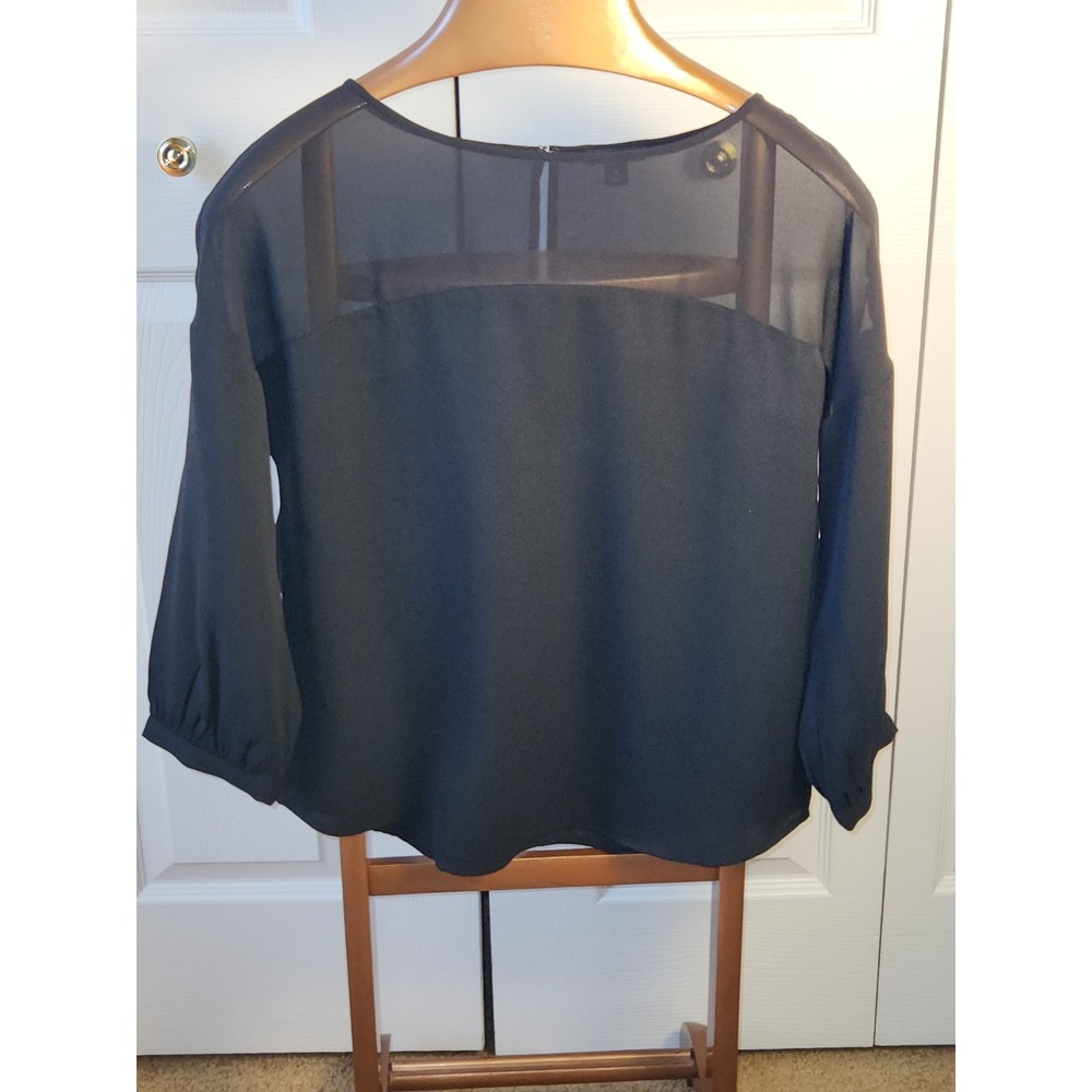 Ann Taylor Black Long Sleeve Round Neck Pullover Women's Regular Blouse Size S
